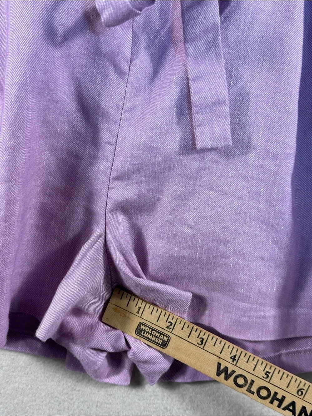 Express High Rise Paperbag Linen Blend Shorts Medium Lavender Tie Waist